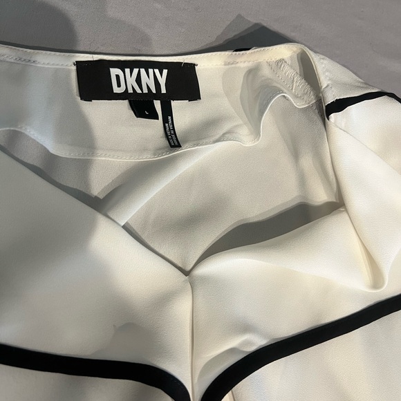 DKNY White Blouse with Black Piping - Picture 2 of 5